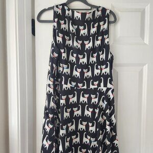 Darling flowy fit and flare dress in cat print (size Large)